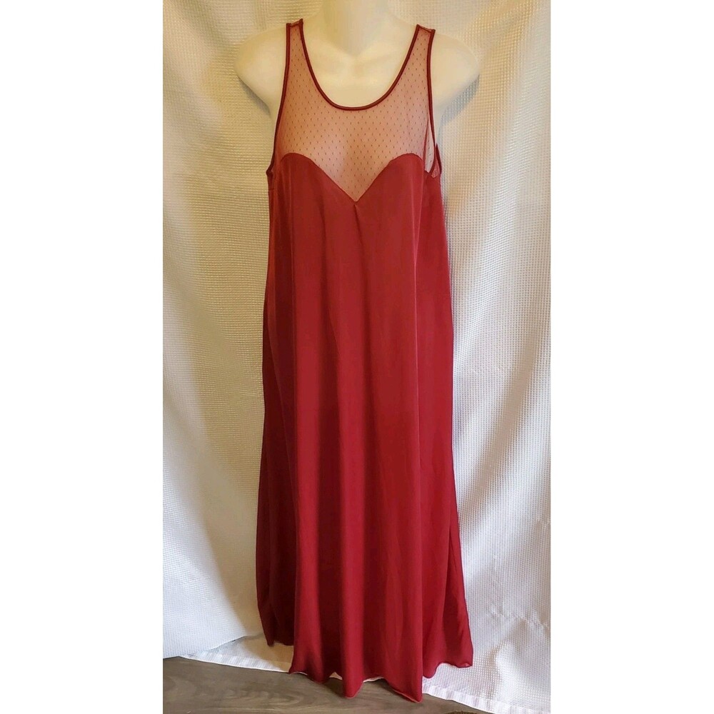 Vintage Womens 70s Maxi Slip Dress Sz Medium Marroon Mod Sexy Whimsygoth Witchy